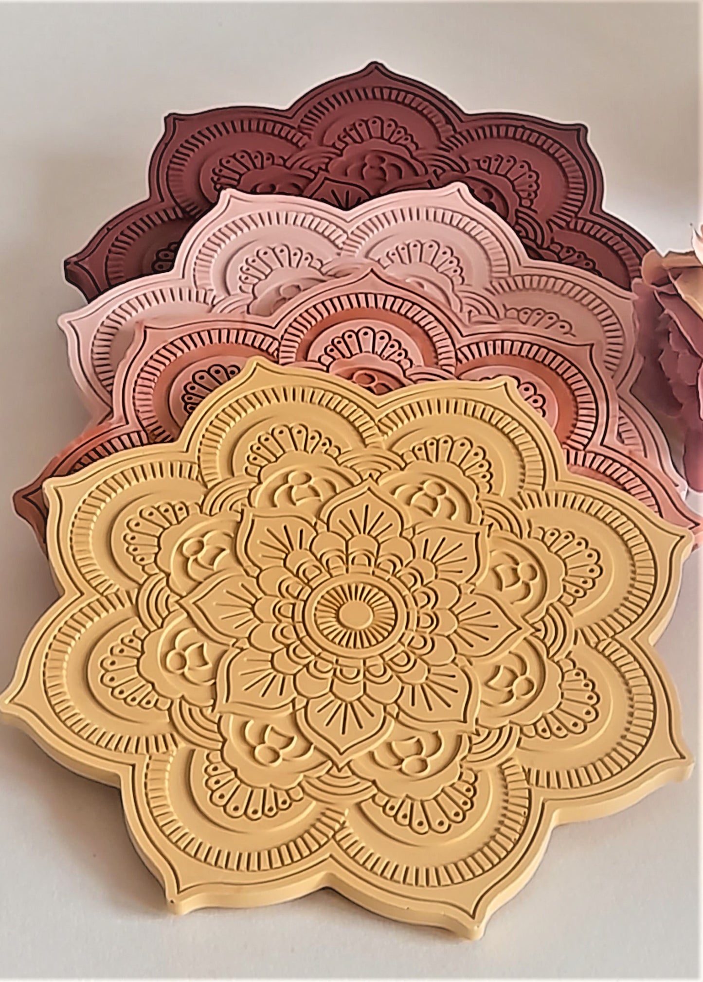 Large Mandala Deep Red Coaster