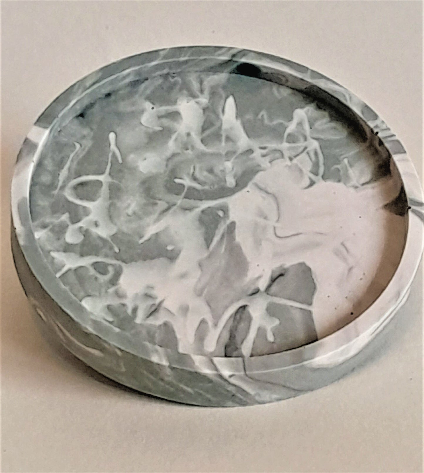 Large Round Gray & Cream Marble Coaster