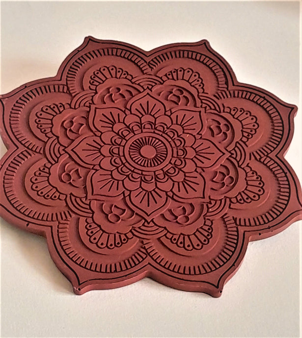 Large Mandala Deep Red Coaster