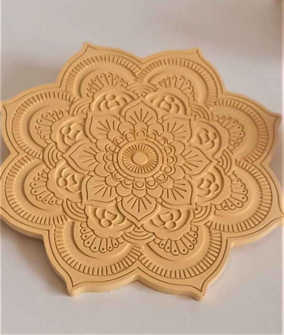 Large Mandala Light Yellow Coaster