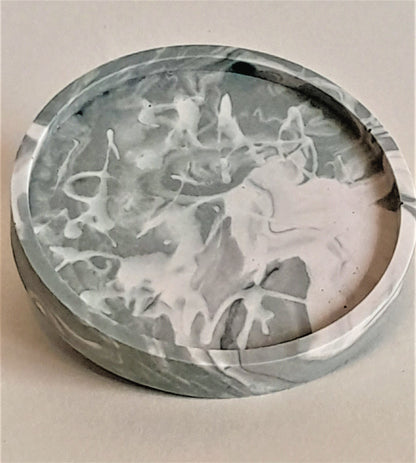 Large Round Gray & Cream Marble Coaster