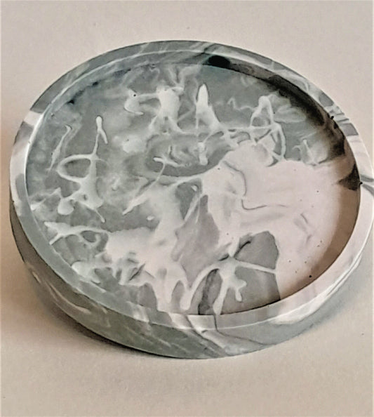 Large Round Gray & Cream Marble Coaster